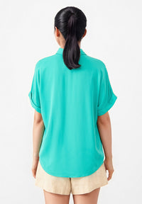 Givn Berlin Kurzarmbluse GBSARAH aus LENZING™ ECOVERO™ Blouse Amalfi Green