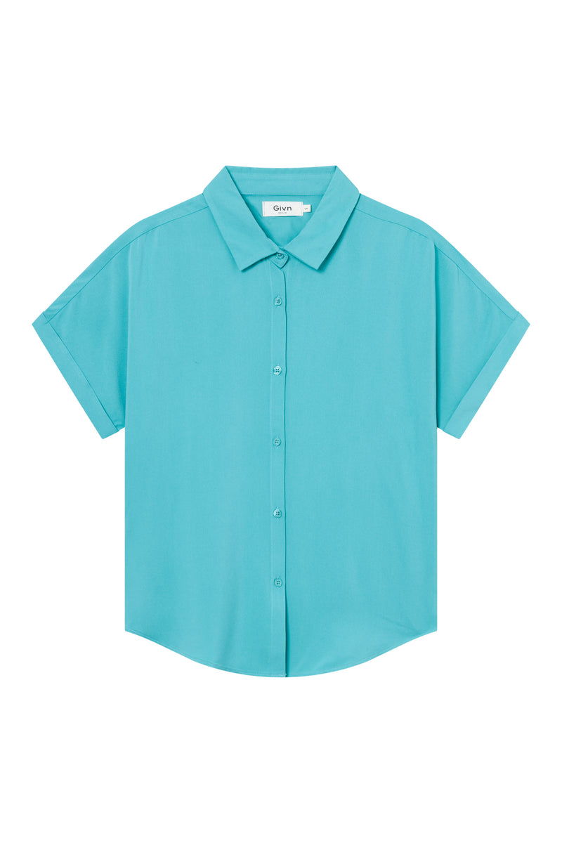 Givn Berlin Kurzarmbluse GBSARAH aus LENZING™ ECOVERO™ Blouse Amalfi Green