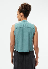 Givn Berlin Kurzarmbluse GBXENIA aus TENCEL™ mit Peach-Effekt Blouse Graphite Green (Tencel)