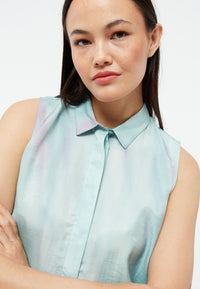 Givn Berlin Kurzarmbluse GBXENIA aus TENCEL™ mit Peach-Effekt Blouse Graphite Green / English Violet (Blurry)