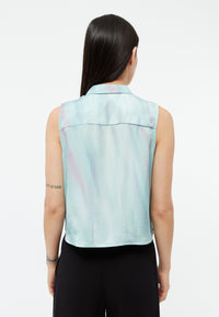 Givn Berlin Kurzarmbluse GBXENIA aus TENCEL™ mit Peach-Effekt Blouse Graphite Green / English Violet (Blurry)