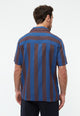 Givn Berlin Kurzarmhemd GBBARIK aus LENZING™ ECOVERO™ Buttoned Shirt Blazing Blue / Chocolate Brown (Stripes)