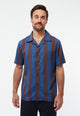 Givn Berlin Kurzarmhemd GBBARIK aus LENZING™ ECOVERO™ Buttoned Shirt Blazing Blue / Chocolate Brown (Stripes)
