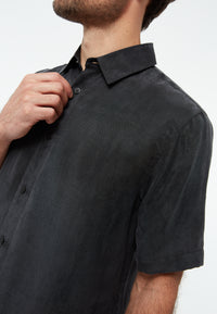 Givn Berlin Kurzarmhemd GBKODA aus TENCEL™ mit Peach-Effekt Buttoned Shirt Black (Tencel)