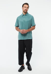 Givn Berlin Kurzarmhemd GBKODA aus TENCEL™ mit Peach-Effekt Buttoned Shirt Graphite Green (Tencel)