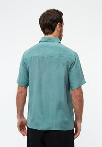 Givn Berlin Kurzarmhemd GBKODA aus TENCEL™ mit Peach-Effekt Buttoned Shirt Graphite Green (Tencel)