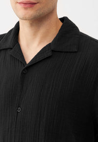 Givn Berlin Kurzarmhemd GBLUCA aus Bio-Baumwolle Buttoned Shirt Black (Musselin)
