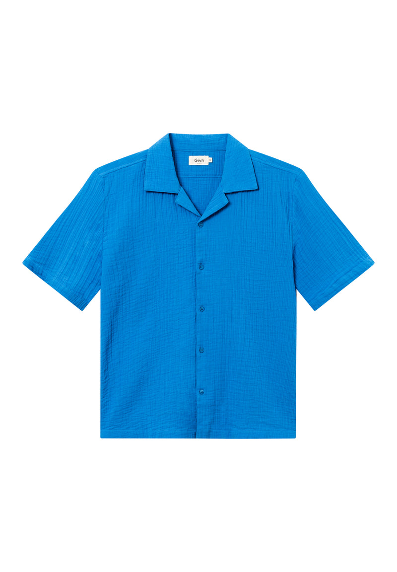 Givn Berlin Kurzarmhemd GBLUCA aus Bio-Baumwolle Buttoned Shirt French Blue (Musselin)