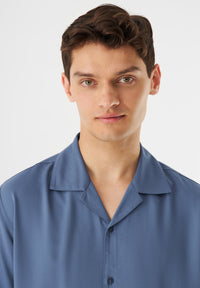 Givn Berlin Kurzarmhemd GBLUCA aus LENZING™ ECOVERO™ Buttoned Shirt Steel Blue