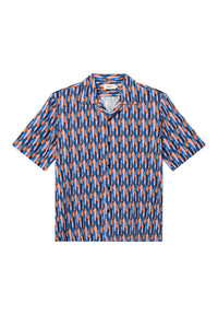 Givn Berlin Kurzarmhemd GBLUCA aus LENZING™ ECOVERO™ Buttoned Shirt Blue / Orange (Drops)