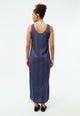 Givn Berlin Langes Kleid GBLOTTA aus LENZING™ ECOVERO™ Dress Blazing Blue / Chocolate Brown (Stripes)