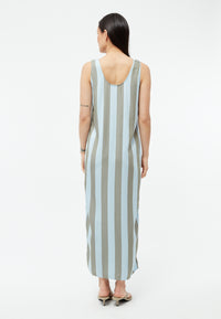 Givn Berlin Langes Kleid GBLOTTA aus LENZING™ ECOVERO™ Dress Ice Water Blue / Faded Olive (Stripes)