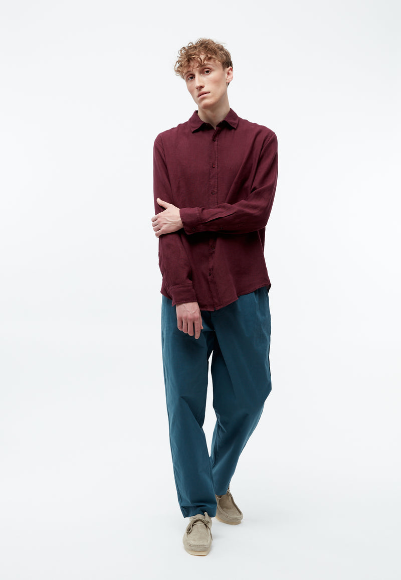 Givn Berlin Leinenhemd GBJOHN relaxed Buttoned Shirt Burgundy (Linen)