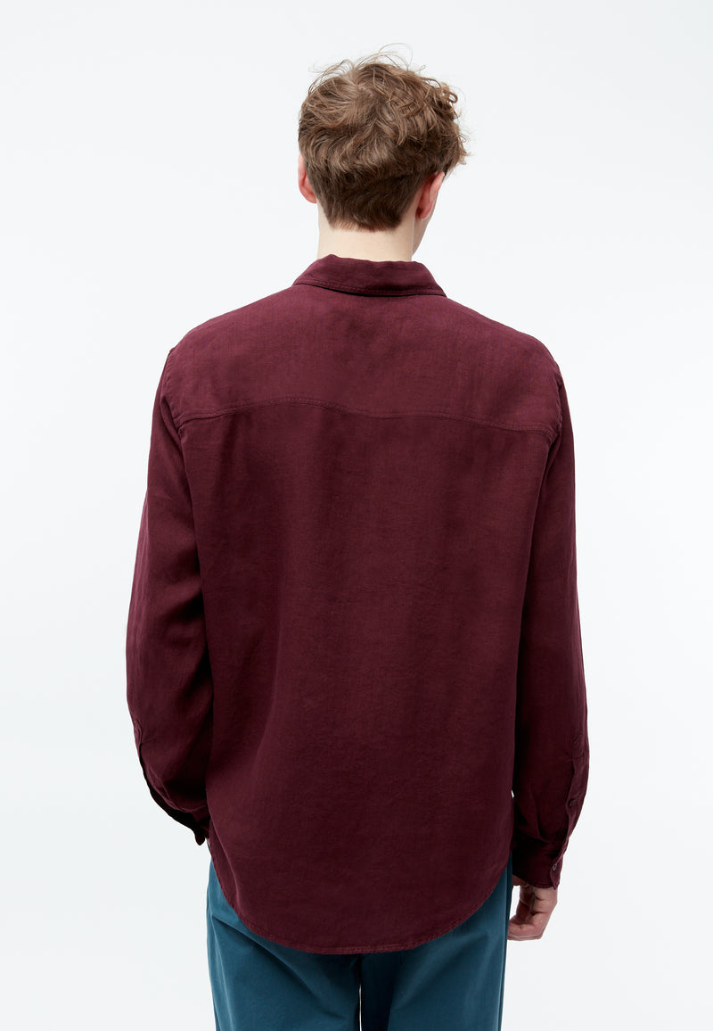 Givn Berlin Leinenhemd GBJOHN relaxed Buttoned Shirt Burgundy (Linen)