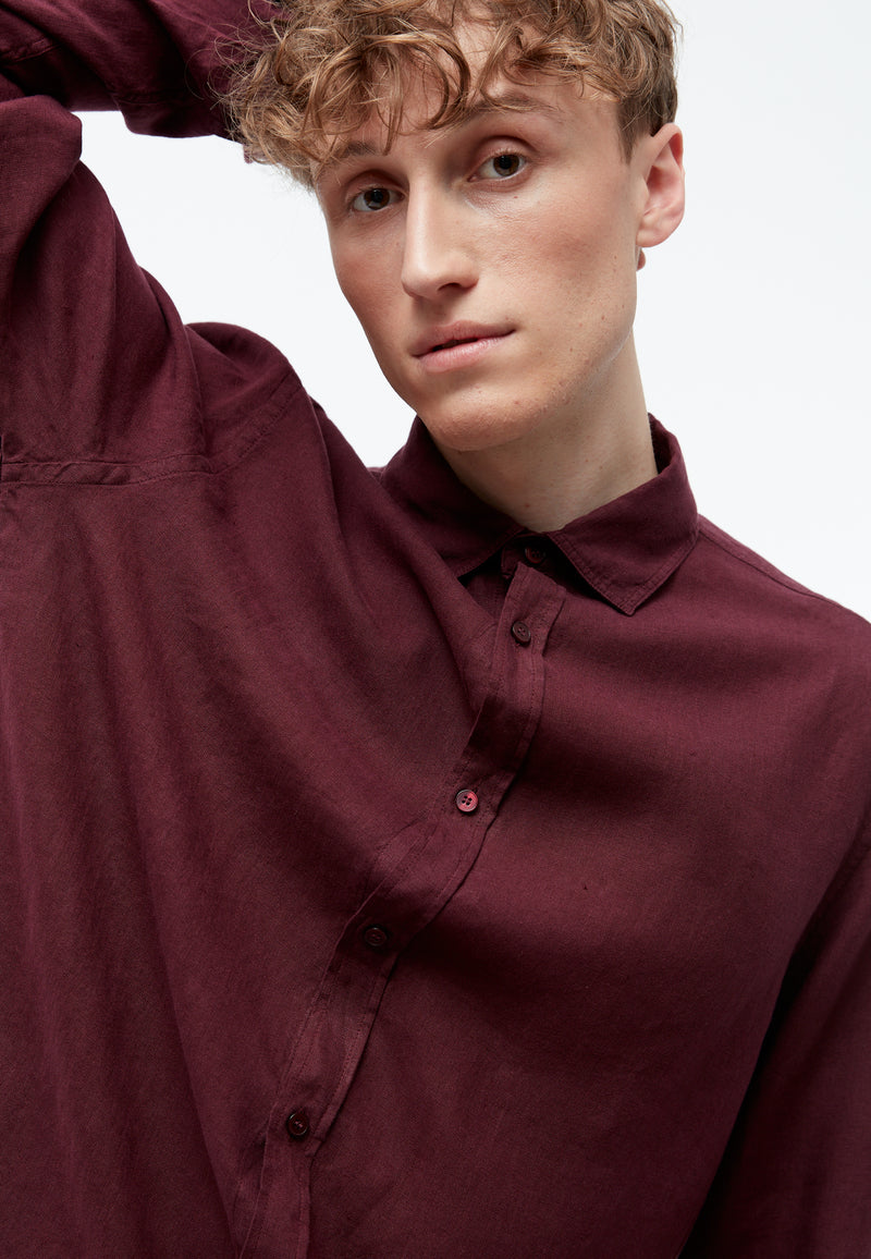 Givn Berlin Leinenhemd GBJOHN relaxed Buttoned Shirt Burgundy (Linen)