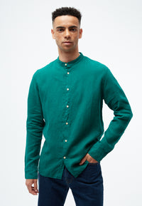 Givn Berlin Leinenhemd GBWES mit Stehkragen Buttoned Shirt Malachite Green (Linen)