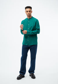 Givn Berlin Leinenhemd GBWES mit Stehkragen Buttoned Shirt Malachite Green (Linen)