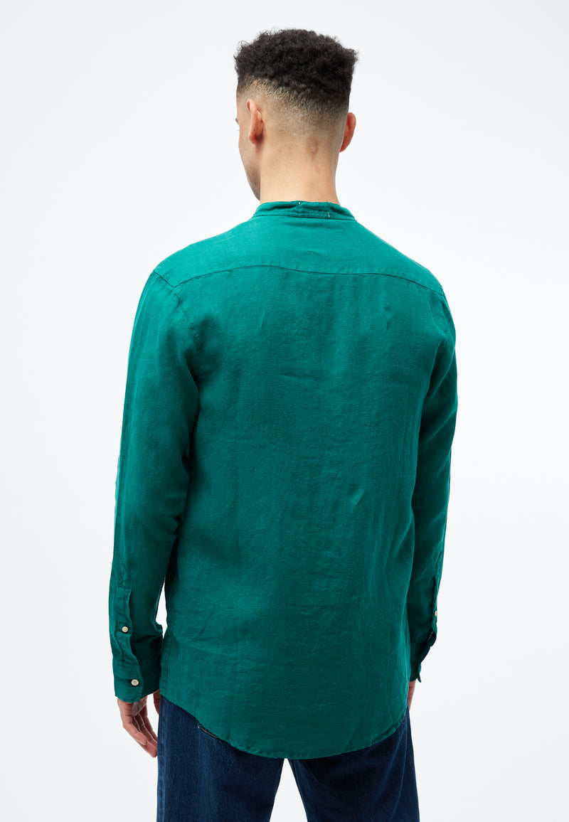 Givn Berlin Hemd GBWES regular aus Leinen mit Stehkragen Buttoned Shirt Malachite Green (Linen)