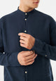 Givn Berlin Leinenhemd GBWES mit Stehkragen Buttoned Shirt Midnight Blue (Linen)