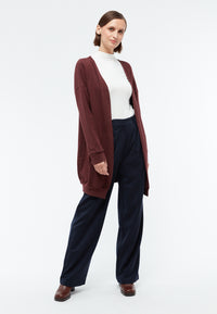 Givn Berlin Long-Cardigan GBCara aus recycelter Baumwolle Cardigan Aubergine