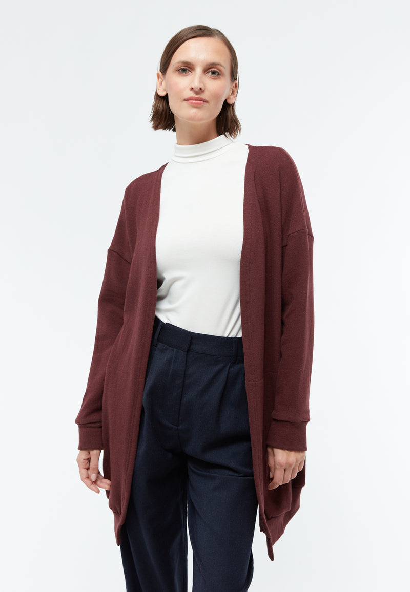 Givn Berlin Long-Cardigan GBCara aus recycelter Baumwolle Cardigan Aubergine