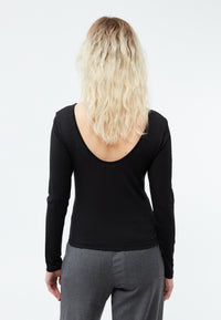 Givn Berlin Longsleeve GBMIMI aus TENCEL™ mit tiefem Rückenausschnitt Longsleeve Black (Tencel)