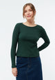 Givn Berlin Longsleeve GBROSA mit U-Boot Ausschnitt aus Bio-Baumwoll Rippjersey Longsleeve Bottle Green (Rib)