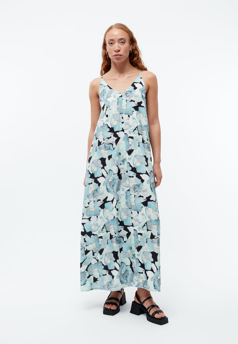 Givn Berlin Maxi-Kleid GBROXIE aus TENCEL™ mit Peach-Effekt Dress Gentle Blue (Dreamy Florals)