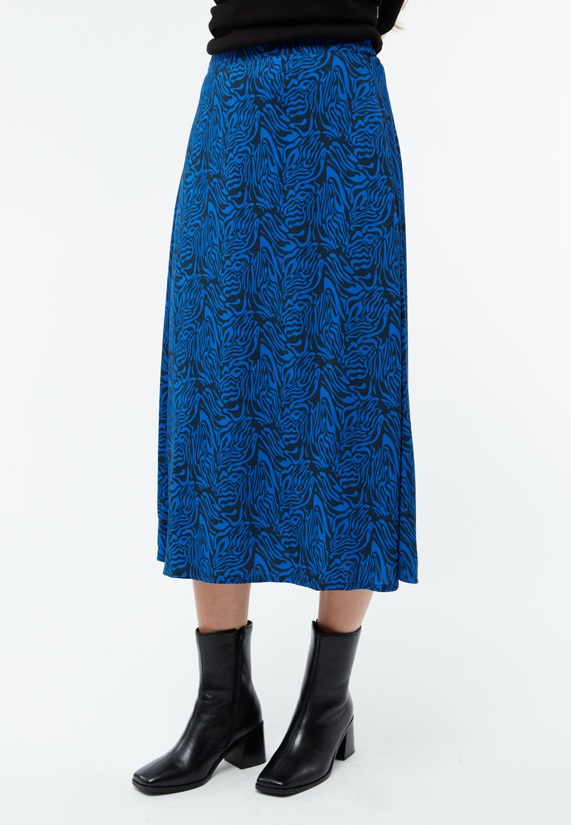 Givn Berlin Midirock GBVANA aus LENZING™ ECOVERO™ Skirt Black / Electric Blue (Tiger)