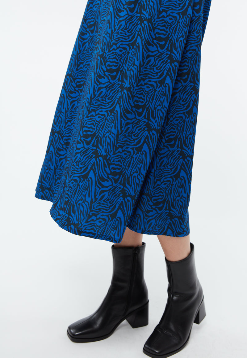 Givn Berlin Midirock GBVANA aus LENZING™ ECOVERO™ Skirt Black / Electric Blue (Tiger)