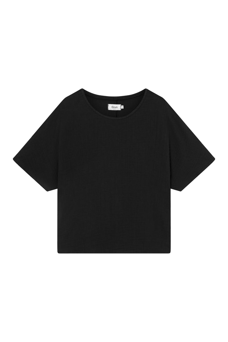 Givn Berlin Musselin T-Shirt GBPINA relaxed Fit aus Bio-Baumwolle Blouse Black (Musselin)