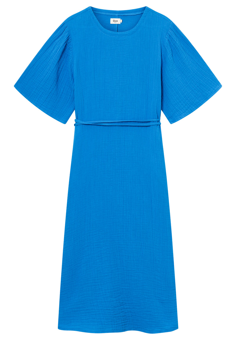Givn Berlin Musselinkleid GBALVA aus Bio-Baumwolle mit Gürtel Dress French Blue (Musselin)