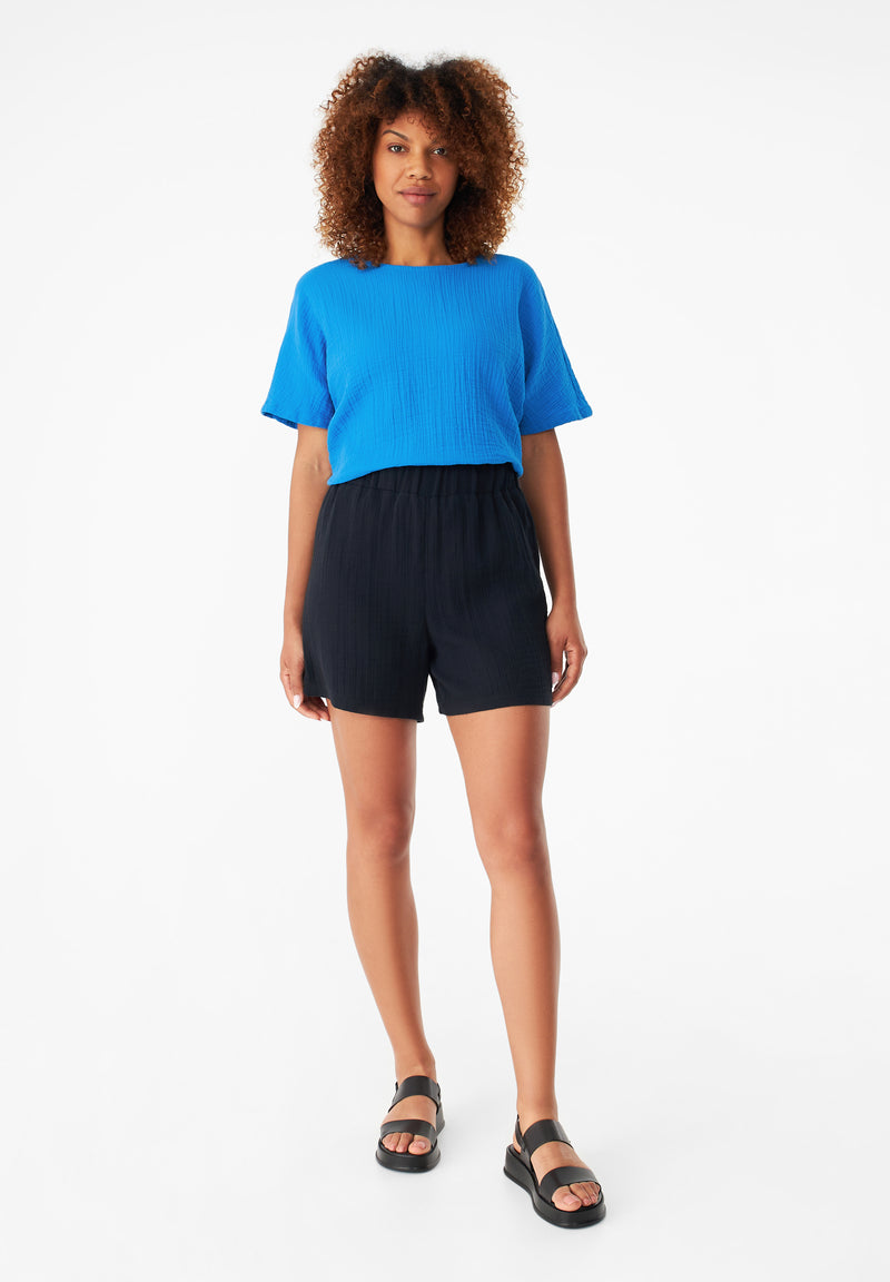 Givn Berlin Musselinshorts GBCLEO aus Bio-Baumwolle mit elastischem Bund Shorts Black (Musselin)