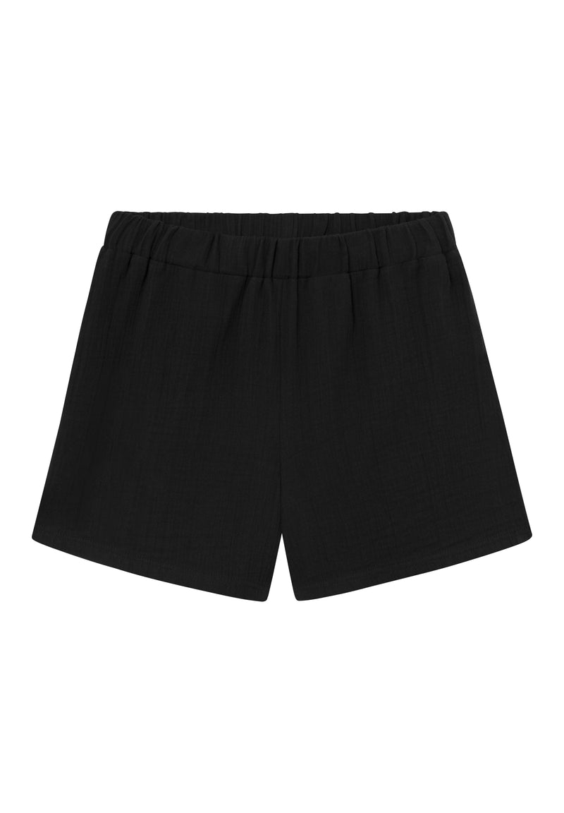 Givn Berlin Musselinshorts GBCLEO aus Bio-Baumwolle mit elastischem Bund Shorts Black (Musselin)