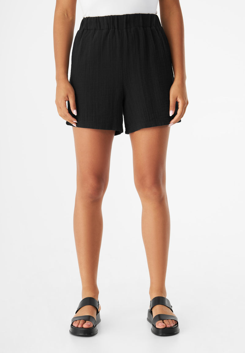 Givn Berlin Musselinshorts GBCLEO aus Bio-Baumwolle mit elastischem Bund Shorts Black (Musselin)