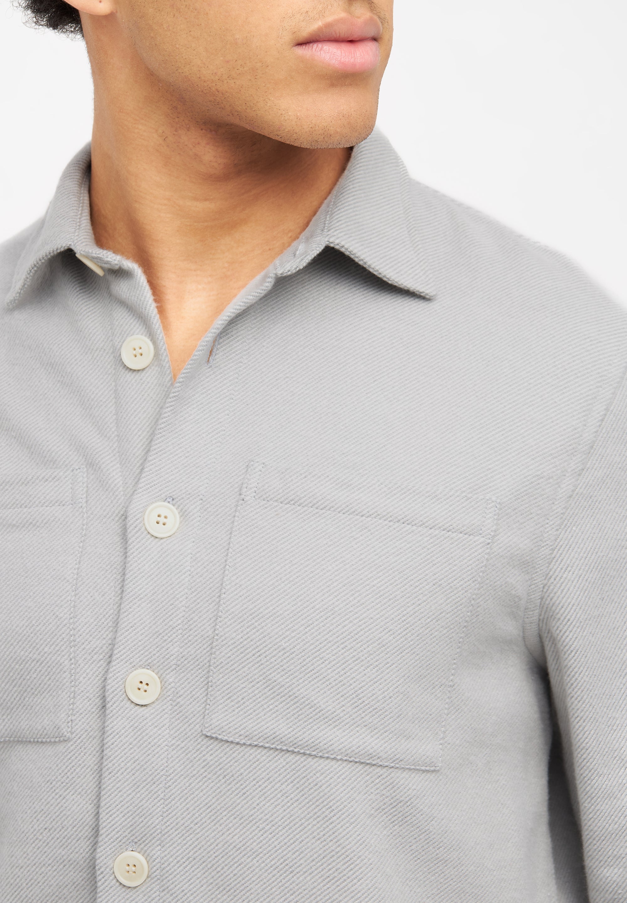 Givn Berlin Overshirt CRAIG aus Bio-Baumwolle Buttoned Shirt Light Grey