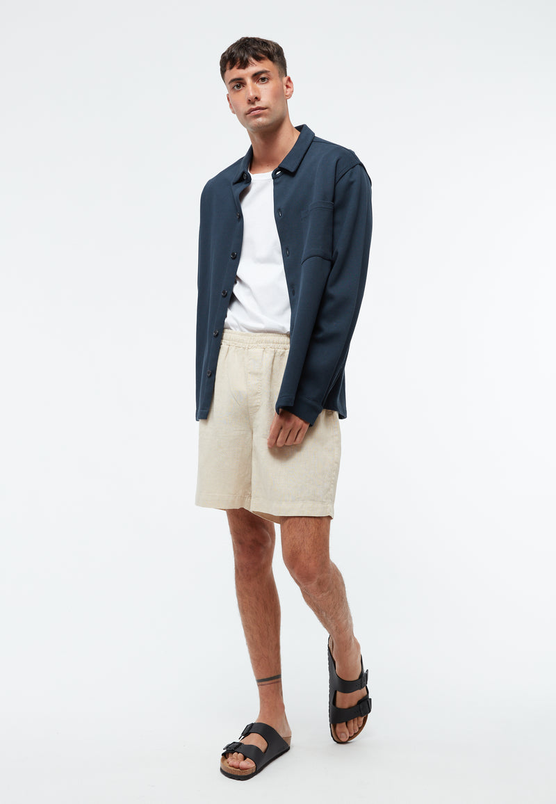 Givn Berlin Overshirt GBALVAR relaxed aus Bio-Baumwoll Piqué Buttoned Shirt Midnight Blue (Pique)