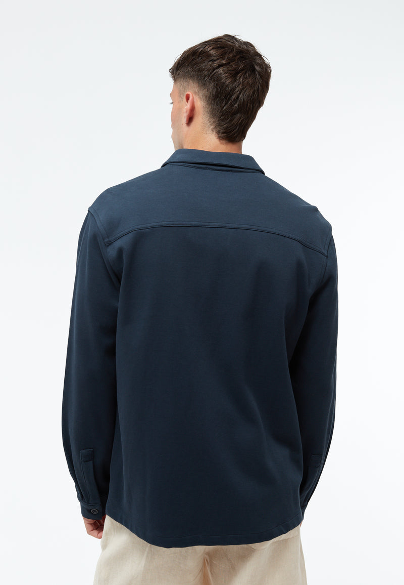 Givn Berlin Overshirt GBALVAR relaxed aus Bio-Baumwoll Piqué Buttoned Shirt Midnight Blue (Pique)