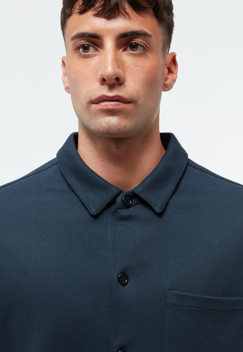 Givn Berlin Overshirt GBALVAR relaxed aus Bio-Baumwoll Piqué Buttoned Shirt Midnight Blue (Pique)