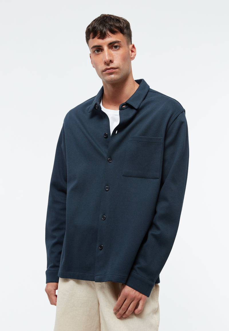 Givn Berlin Overshirt GBALVAR relaxed aus Bio-Baumwoll Piqué Buttoned Shirt Midnight Blue (Pique)