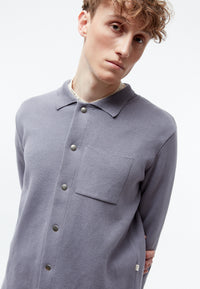Givn Berlin Overshirt GBCHESTER aus Bio-Baumwoll Strick Cardigan Stormy Grey