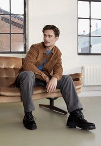 Givn Berlin Overshirt GBCURT aus Bio-Baumwollcord Overshirt Dark Camel (Structure)