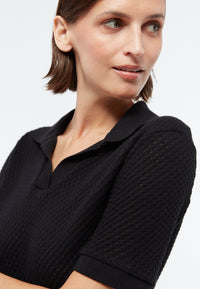 Givn Berlin Poloshirt GBYASMIN aus Bio-Baumwolle im Jacquard Muster T-Shirt Black (Jacquard)