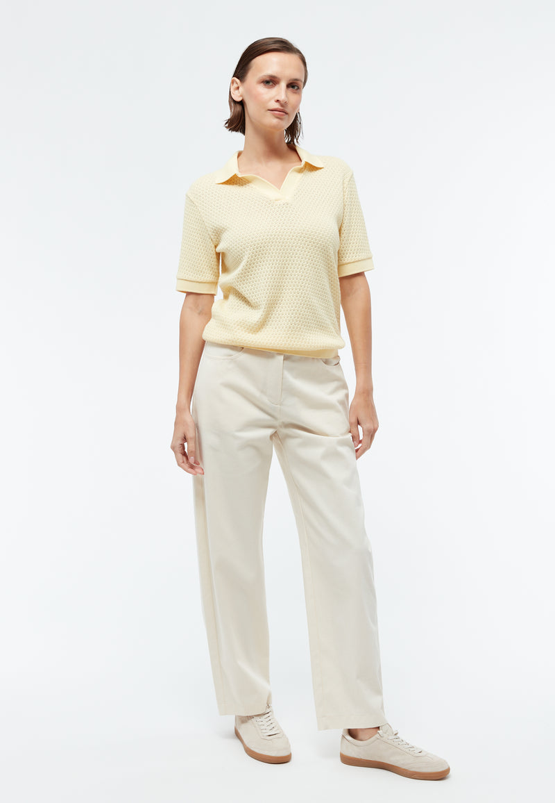 Givn Berlin Poloshirt GBYASMIN aus Bio-Baumwolle im Jacquard Muster T-Shirt Creamy Yellow (Jacquard)