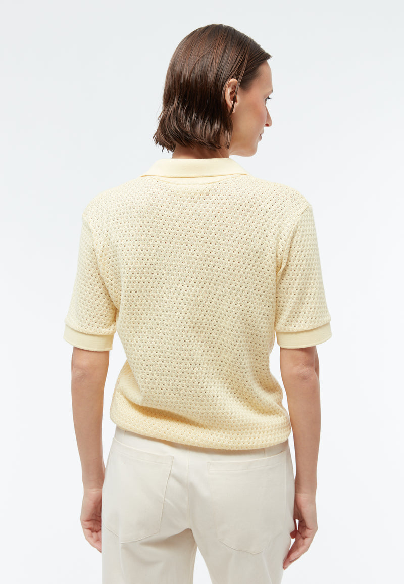 Givn Berlin Poloshirt GBYASMIN aus Bio-Baumwolle im Jacquard Muster T-Shirt Creamy Yellow (Jacquard)