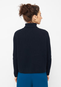 Givn Berlin Rollkragen-Strickullover CASSIA aus recycelter Wolle Sweater Midnight Blue