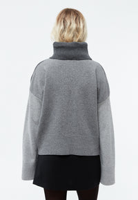 Givn Berlin Rollkragenpullover GBLEA aus recycelter Wolle Sweater Mid Grey / Iron Grey / Anthracite