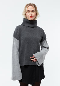 Givn Berlin Rollkragenpullover GBLEA aus recycelter Wolle Sweater Mid Grey / Iron Grey / Anthracite