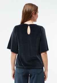 Givn Berlin Samtbluse GBJANKA aus Bio-Baumwolle mit Puffärmeln Blouse Dusty Blue
