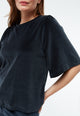 Givn Berlin Samtbluse GBJANKA aus Bio-Baumwolle mit Puffärmeln Blouse Dusty Blue